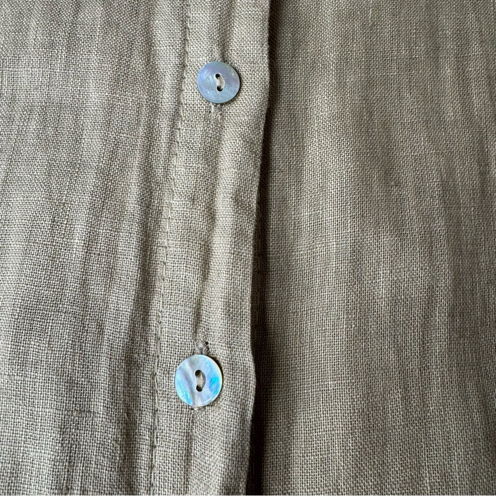 Scandal 100% Linen button down midi dress with split seams M/L Made in Italy - Picture 8 of 12